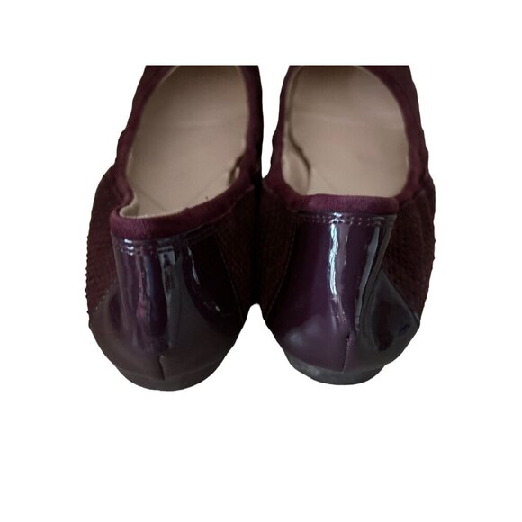 Cole Haan Ballet Flats Purple Color Quilted Suede Leather Gold Bow Size 9.5 - Picture 5 of 12